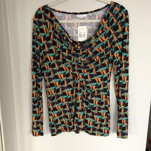 CAbi Geometric Pint Draped Tee